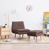 Fauteuil met voetensteun stoffen bekleding bruin