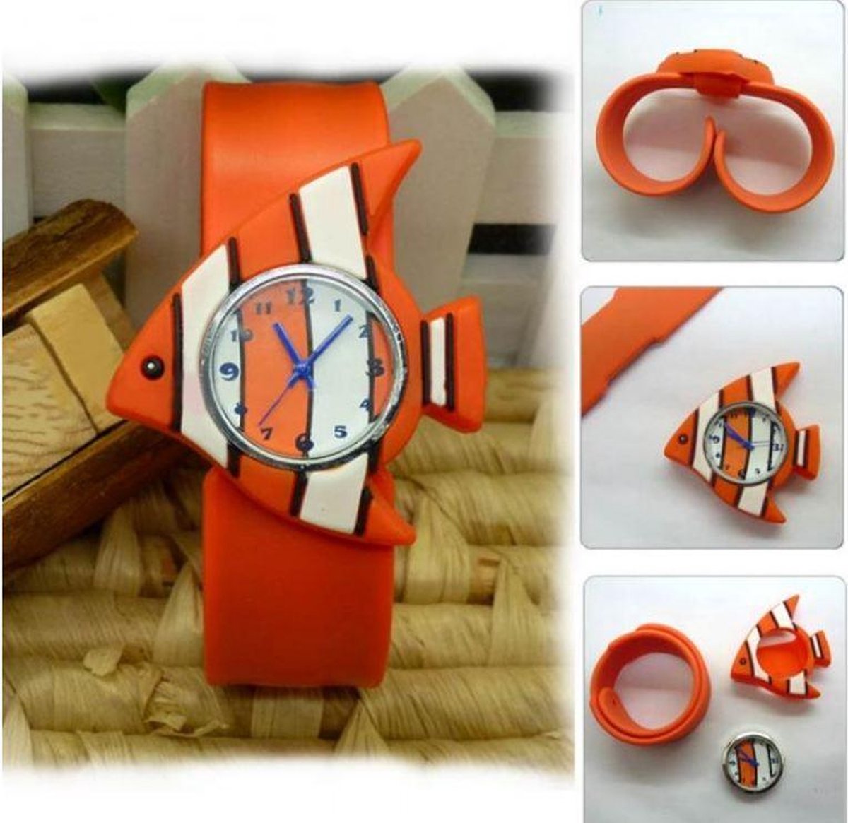 Kinderhorloge - klaparmband vis
