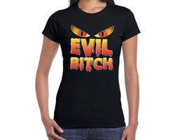 Halloween Evil Bitch verkleed t-shirt zwart voor dames - horror shirt / kleding / kostuum M