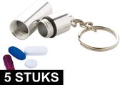 5x Porte-clés avec boîte à pilules pour médicaments - Prendre des médicaments - Boîte à médicaments