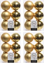 24x Gouden kunststof kerstballen 8 cm - Mat/glans - Onbreekbare plastic kerstballen - Kerstboomversiering goud