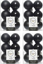 48x Boules de Noël en plastique noir 6 cm - Mat / brillant - Boules de Noël en plastique incassables - Décorations pour sapins de Noël noir