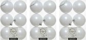 18x Winter witte kunststof kerstballen 8 cm - Mat - Onbreekbare plastic kerstballen - Kerstboomversiering winter wit