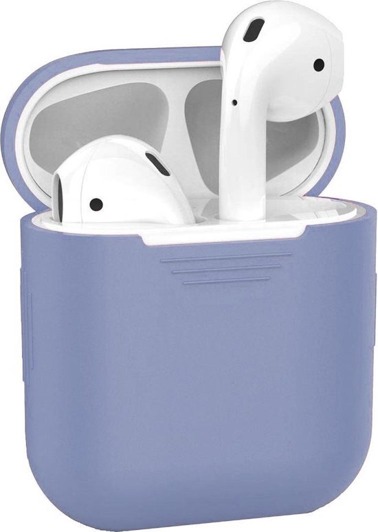 Siliconen Bescherm Hoesje Case Cover voor Apple AirPods 2 Hoes Lila