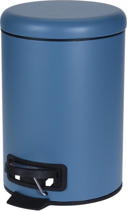 Donker blauwe vuilnisbak/pedaalemmer 3 liter - Vuilnisemmers/vuilnisbakken/pedaalemmers/prullenbakken voor toilet