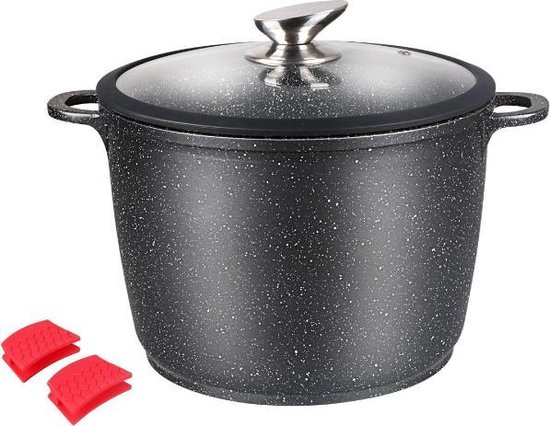 Glad Vermelding knijpen Royal Swiss Diepe kookpot in stenen coating zwart 24cm | bol.com