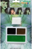 Schminkset horror bruin/zwart/groen - Schmink/makeup voor Halloween - Heksen make-up