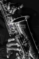 Schilderij - Saxofoon in zwart en wit, 3 maten , Premium print