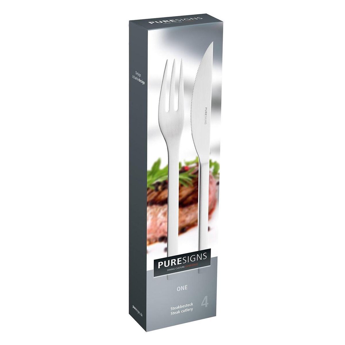 Puresigns One steakbestek 20,5 cm rvs mat 4-delig