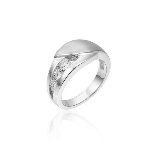 Jewels Inc. Bague - Zircone Blanche - Argent Massif Rhodié - Taille 52