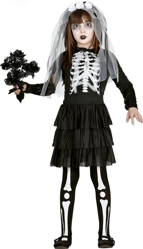 Halloween - Skelet bruidsjurk voor meisjes 128/134