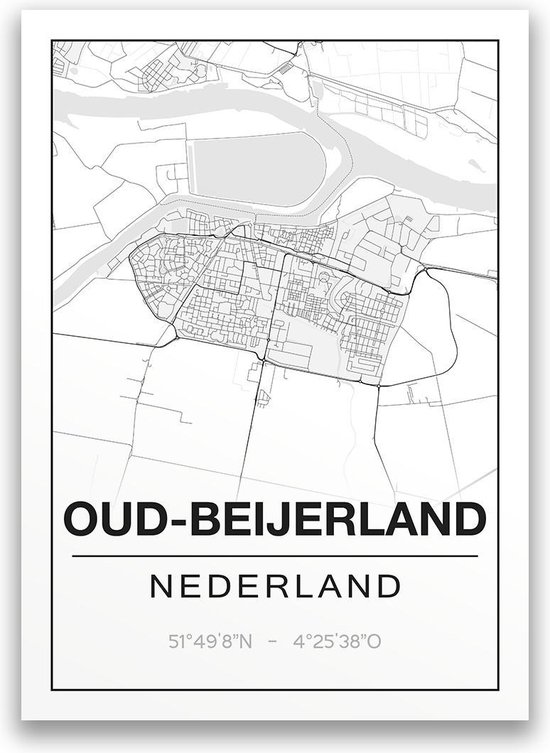 Poster/plattegrond OUD-BEIJERLAND - A4 | bol.com