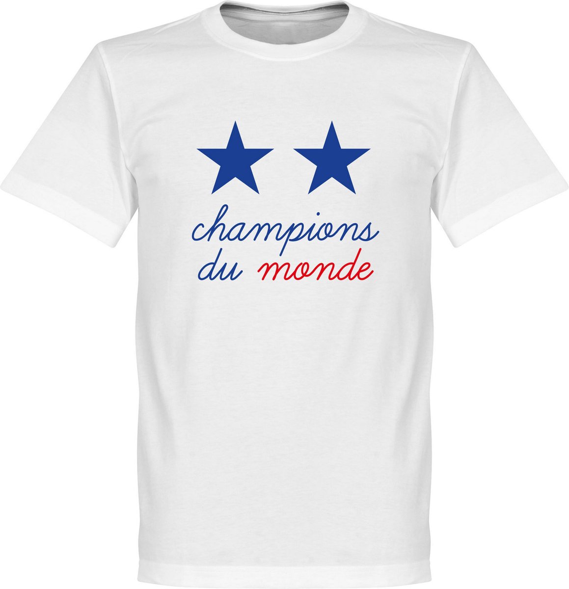 Frankrijk 2 Star Champions Du Monde T-Shirt - Wit - XS
