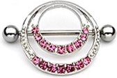 Tepelpiercing dubbele ringen roze