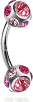 Rook piercing crystal ball roze