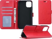 Hoes voor iPhone 11 Pro Max Hoesje Wallet Bookcase Flip Hoes Lederen Look - Rood