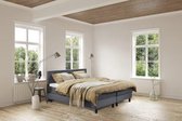 Beddenleeuw Boxspring Bed Isabella - 160x220 - Incl. Pocketvering matras + Hoofdbord - Lederlook Antraciet (Skai)