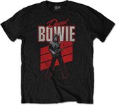 David Bowie Heren Tshirt -L- Red Sax Zwart