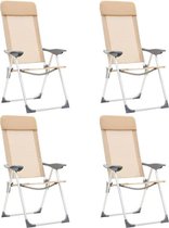 Verstelbare campingstoelen (INCL reisetui) Creme Beige 4 STUKS - campingstoelen (INCL reisetui) inklapbaar opvouwbaar Hoge rugleuning - Strandstoelen