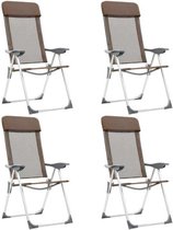 Verstelbare campingstoelen (INCL reisetui) Bruin 4 STUKS - campingstoelen (INCL reisetui) inklapbaar opvouwbaar Hoge rugleuning - Strandstoelen