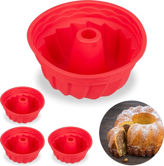 Relaxdays 4x Tulbandvorm Siliconen Tulband Bakvorm Cakevorm relaxdays-4x-tulbandvorm-siliconen-tulband-bakvorm-cakevorm