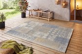 Binnen & buiten vloerkleed patchwork Symi - goud/grijs 80x200 cm