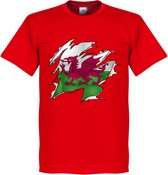 Wales Ripped Flag T-Shirt - Rood - XXL