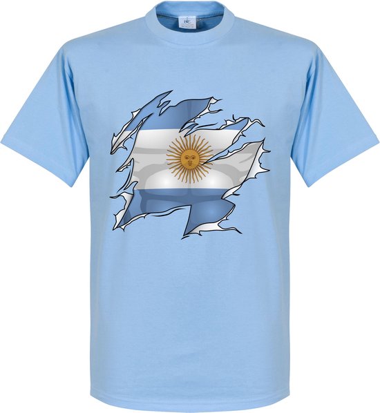 T-shirt drapeau déchiré de l'Argentine - Bleu clair - Enfants - 152