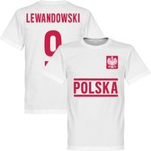 Polen Lewandowski 9 Team T-Shirt - Wit - Kinderen - 128