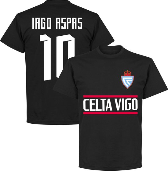 Celta de Vigo Iago Aspas 10 Team T-Shirt - Zwart - XXXL