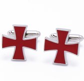 Manchetknopen - Klassiek Rood Emaille Kruis