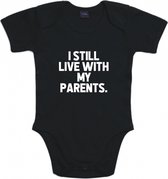 Rompertjes baby met tekst - I still live with my parents - Romper wit - Maat 74/80