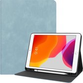 Luxe Lederen iPad 10.2 2019 Hoes Tablet Hoesje Bookcase Cover - Uitsparing Active Stylus Pen - Licht Blauw