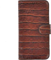 iPhone 11 Pro Wallet Bookcase hoes Pearlycase Echt Leer hoesje Croco Bruin