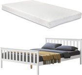 Houten bed Ede grenen met matras 140x200 cm wit