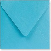 Metallic blauwe vierkante enveloppen 14 x 14 cm 100 stuks