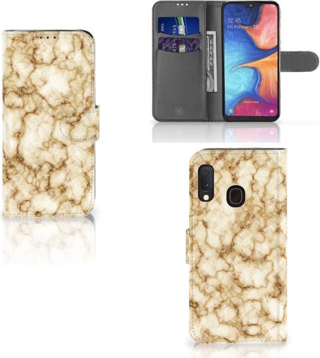 Samsung Galaxy A20e Bookcase Marmer Goud