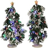 Luville  - Snowy Conifer with lights battery operated 2 pieces - Kersthuisjes & Kerstdorpen