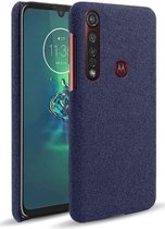 Motorola Moto G8 Plus Stof Hard Back Cover Blauw