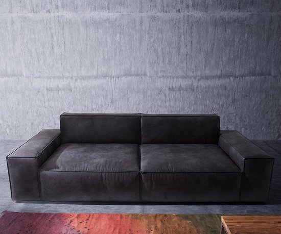 XXl-bank Sirpio antraciet 250x105 cm vintage met kussen Big Sofa | bol.com