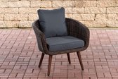 CLP Ameland - Fauteuil - 5mm ronde Poly rotan ijzerachtig grijs bruin gemeleerd