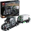 LEGO Technic Mack Anthem 42078 speelgoed vrachtwagen met aanhanger en container, naast de productdoos.