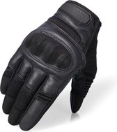 Ademende Motorhandschoenen - Zwart - PU Leer - Handschoenen Motor - Maat XL - Touchscreen - Bescherming