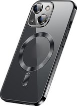 Sulada Coque souple en TPU et antichoc et protecteur d'objectif avec anneau magnétique pour iPhone 14 Plus Zwart