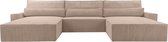 Canapé d'angle moderne Canapé d'angle en U - DENVER U - Poso 02 Beige foncé - Canapé lit avec rangement pour literie