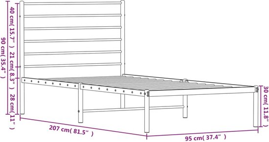 vidaXL Bedframe metaal wit 90x200 cm