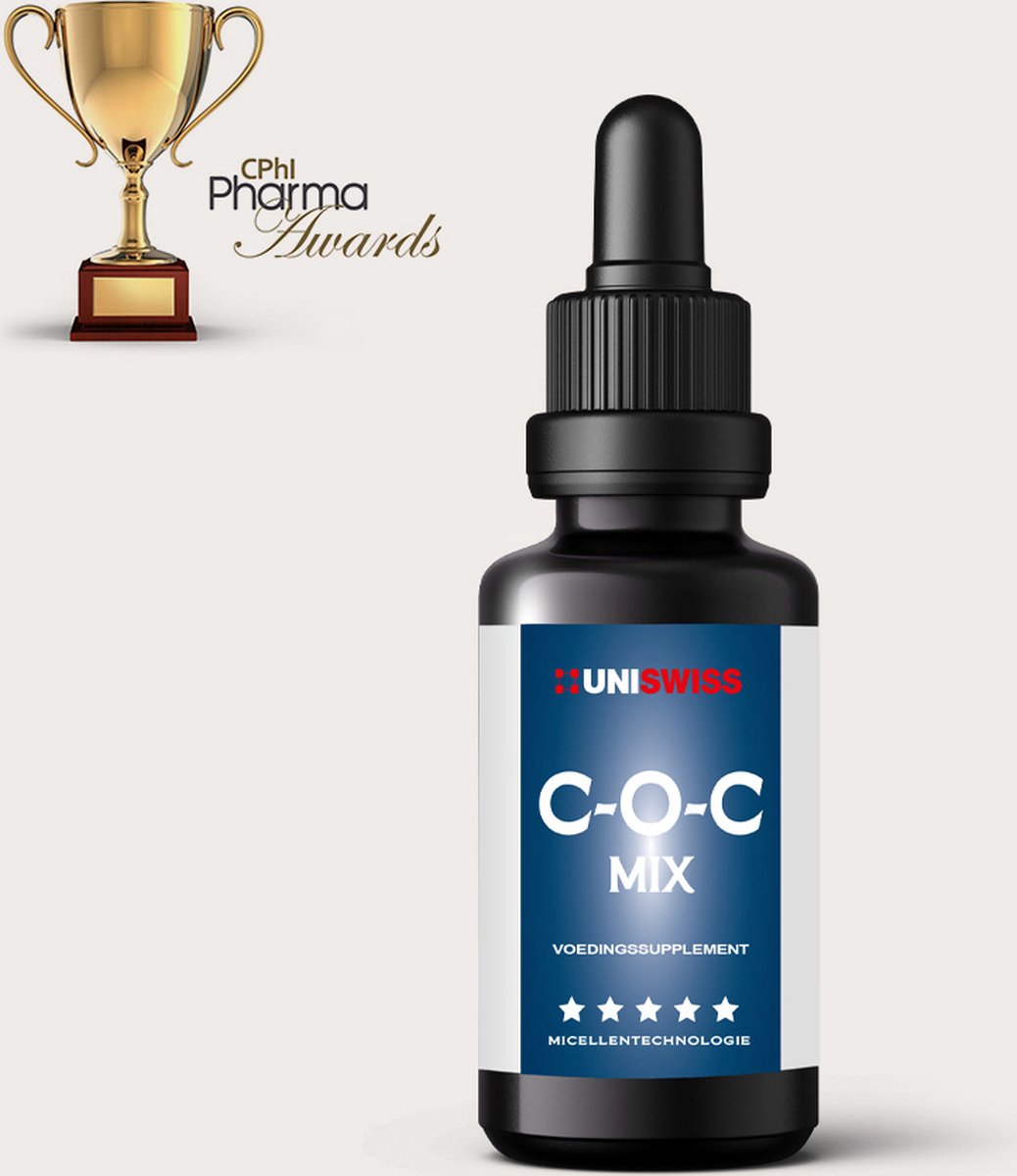 Goedkoopste C-O-C mix Curcumine (Kurkuma), Olibanum (Frankincense) & Vitamine C - 30ML - 600 Druppels - MyCell Enhanced Technology® - Vegan - Bio Oil - Etherische Olie - Raw - Supplement