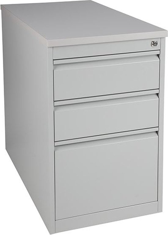 ABC Kantoormeubelen praktische standcontainer 3 lades diep 60cm kleur antraciet (ral 7016) topblad beuken