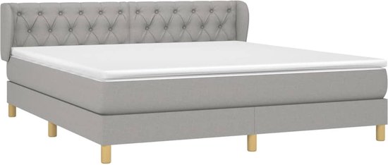 vidaXL Sommier tapissier avec matelas Tissu Gris clair 160x200 cm