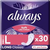 10x Always Inlegkruisjes Soft Like Cotton Long 0% Parfum 30 stuks